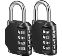 Fayleeko Lot de 2 cadenas à combinaison à 4 chiffres pour l'école, la gym, le sport, la clôture, la boîte à outils, étui, moraillon, rangement d'armoire (lot de 2, noir)