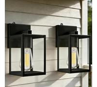 Faymart lighting Applique murale d'extérieur de 25,4 cm, lumière du crépuscule à l'aube, lot de 2 lanternes pour porche, petites appliques extérieures avec capteur, lanternes murales avec fo