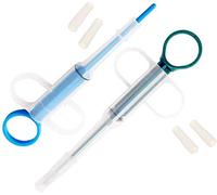 Fayre Fairy Lot de 2 seringues réutilisables en silicone avec embout souple pour animal domestique Vert et bleu