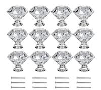 Fayvosiue Poignée d'armoire en verre transparent de 30 mm - Avec vis - Pour la maison, la cuisine, le bureau, le coffre, le tiroir, etc