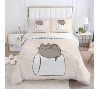 FAZAOWM Housse de Couette 160x200 Chaton Beige Parure de Lit en Douce Microfibre avec Fermeture Éclai, 3D Imprimé Ensemble de Literie avec 1 Parure Couette + 2 Taies d'oreiller 65x65cm