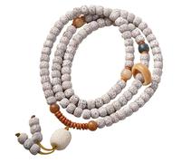 FAZOVIN Bracelet Mala fait main 108 graines de Bodhi pour femme avec tête de Bouddha sculptée à la main/roue de prière tibétain Mala, Large, Graines de Bodhis, Pas de gemme