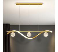 FAZRPIP 39 "éclairage Suspendu LED Moderne dimmable Art déco LED Lustre linéaire en Aluminium Vague luminaire avec Boule de Verre pour Salle à Manger Cuisine
