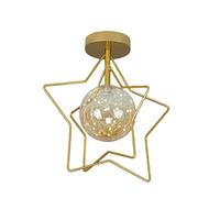 FAZRPIP 5W LED luminaires Suspendus Creative Stars Lustre Moderne Finition dorée plafonnier Suspendu Cage en métal Lampe Suspendue pour Cuisine Chambre Salle à Manger avec Verre Transparent