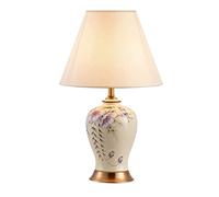 FAZRPIP Grande Lampe De Table Orientale en Céramique Peinture À La Main Vase Chambre Lampe De Bureau Américain Rétro Chambre Lampe De Chevet Grandes Lampes De Table pour Salon Bureau D'étude