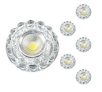 FAZRPIP Lot de 6 Spots LED Ronds en Cristal Anti-Reflets en Cristal 5 W Globe oculaire rétrofit encastré plafonnier LED Spot décoratif pour Couloir Couloir, Salon, Chambre