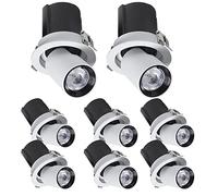 FAZRPIP Lot de 8 Garnitures de déflecteur à LED à Angle réglable 7 W, 10 W, 12 W encastré à 360° Rotatif-Spot encastré à cardan Downlight Plat Spots Taille d'ouverture : 75 mm CRI90+