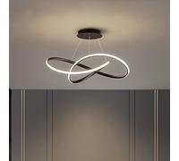 FAZRPIP Luminaire Suspendu Moderne à LED, Lampe Suspendue incurvée irrégulière à Anneau réglable à 3 Couleurs, Lustre Contemporain à Rayures LED pour Salle à Manger Salon Chambre Foyer Restaurant