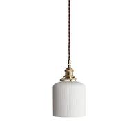 FAZRPIP Luminaires Suspendus Modernes en Céramique avec Abat-Jour À Filetage Blanc Lampe Suspendue Vintage avec Fil De Suspension De 200 Cm pour Salle De Bains Chambre Salon Lumière 15 * 13 Cm