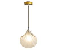 FAZRPIP Lustre 1 Lumière Luminaire Suspendu en Verre en Forme De Coquillage avec Chaîne De Perles Idées Modernes Plafonnier Suspendu pour Salle À Manger Balcon Îlot De Cuisine Droplight