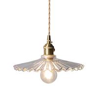 FAZRPIP Lustre en Verre en Laiton Japonais du Milieu du siècle rétro luminaires Suspendus en Verre plissé Nordique Chambre Simple Lampe Suspendue à Une tête Couloir Balcon Bar Salle à Manger lumière