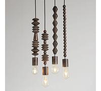 FAZRPIP Mini Suspension en Perles de Bois Antique Rustique Bricolage Lustre en Perles pour Chambre à Coucher, îlot de Cuisine, Chambre de Fille 1 Ensemble 4 pièces Lampe Suspendue en Bois Massif