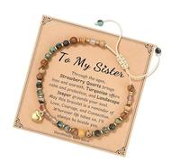 Fazvncv Bracelet élégant en perles en pierre naturelle avec breloque en forme de cœur - Bracelet tendance réglable - Accessoires uniques - Cœur en agate noire, taille unique, Comme décrit