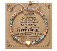 Fazvncv Bracelet élégant en perles en pierre naturelle avec breloque en forme de cœur - Bracelet tendance réglable - Accessoires uniques - Cœur en agate noire, taille unique, Comme décrit