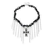 Fazvncv Collier avec pendentif en forme de croix en résine sur le thème sombre unique, réglable, bijou gothique, accessoire de chaîne à superposer pour femme