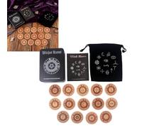 Fazvncv Ensemble de symboles en bois sculptés à la main pour jeu de divination et exploration de la culture nordique