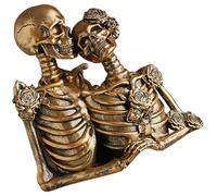 Fazvncv Figurines créatives en forme de tête de mort pour Halloween Décoration de la maison Statue squelette humoristique Sculptures en résine faites à la main