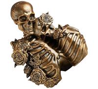 Fazvncv Figurines créatives en forme de tête de mort pour Halloween Décoration de la maison Statue squelette humoristique Sculptures en résine faites à la main