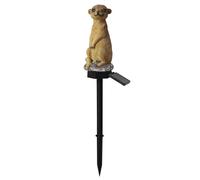 Fazvncv Jolie statue de jardin suricates avec casque LED lumineux - Figurine à énergie solaire - Décoration d'extérieur - Statue de jardin à énergie solaire