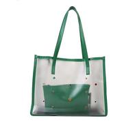 Fazvncv Lot de 2 sacs à main polyvalents en PVC transparent pour la plage et les voyages, Vert