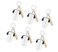 Fazvncv Lot de 6 porte-clés en acrylique et bois avec maillots de baseball Appeal Sports Fans Porte-clés acrylique