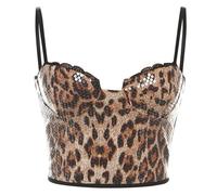 Fazvncv Short taille basse imprimé léopard à paillettes pour femme tenue de soirée streetwear pantalon court pour fêtes et festivals