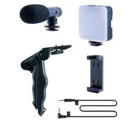 Fazvncv Vlog Ensemble avec trépied Luminosité réglable Microphone et clips de téléphone portable pour appels vidéo streaming en direct