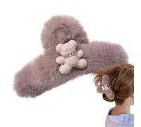Fazy Pince à cheveux en peluche - Photo sa griffe de cheveux en peluche entendre r -apin, ours farcis sa lèvre crabe, b ours en peluche cheveux attrape amis, cadeau d'anniversaire, femmes, famille