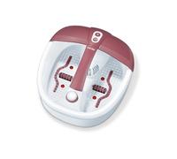 Beurer Bain de pieds à remous FB35 – vibrations et bulles, 3 embouts, aromathérapie – Blanc/rouge