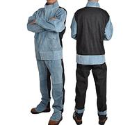 FBANULPEX Veste de Soudeur en Cuir épais, Ensemble Veste et Pantalon de soudage Multicolore, Plusieurs Tailles(Blue,3XL)