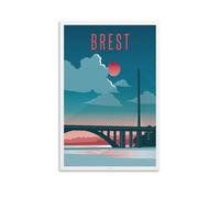 Fbaoda AFFICHE BREST - Impression sur toile « La Rade » de Vitger - Décoration murale d'intérieur rustique pour chambre à coucher, bureau - 30 x 45 cm