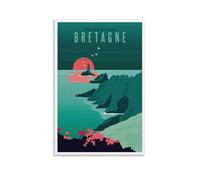 Fbaoda AFFICHE BRETAGNE - Impression sur toile de Vitger - Décoration murale d'intérieur rustique pour chambre à coucher, bureau, salon, chambre à coucher, bureau - 20 x 30 cm