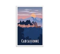 Fbaoda AFFICHE CARCASSONNE - Impression sur toile style Vitger - Décoration murale d'intérieur rustique pour chambre à coucher, bureau - 20 x 30 cm