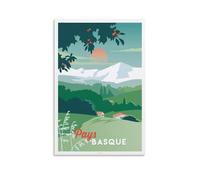 Fbaoda AFFICHE PAYS BASQUE Poster sur toile de Vitger pour décoration murale d'intérieur, chambre à coucher, bureau - Décoration d'intérieur rustique - 40 x 60 cm
