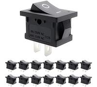 Fbapayipa 15 pcs AC 6 A/250 V 10 A/125 V 2 Solder Lug Spst on/off Mini Bateau Interrupteur à bascule Voiture Auto Bateau ronde Rocker 2pin Bascule Spst Snap