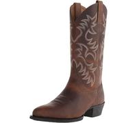 FBARTL Bottes de cowboy vintage western pour homme en cuir vintage bottes pointues bottines à plateforme tube moyen, marron (Marron, Adulte, Homme, 46, Numérique, Système Taille Chaussures EU, Moyen)