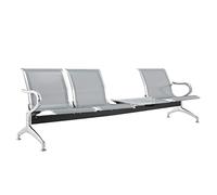 FBasic Banc 4 places en acier 240 x 71 x 78 H argenté pour salle d'attente | disponible à monter : 4 places + table | Banc avec accoudoirs
