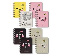 FBBULES 8 Pièces Mini Cahiers à Spirale, A7 Petit Carnet de Notes de Poche, Bloc-notes Journaux Câblés Mignons Portables pour Faire Une Liste Planifier Un Voyage 160 Pages/80 Feuilles Papier Doublé