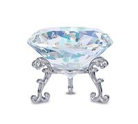 FBBULES 80mm Diamant Cristal Transparent avec Support en Verre, Diamants Décoratifs Presse-Papier, Diamant Décoration en Cristal pour Maison Mariage Fête Noël Anniversaire