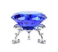 FBBULES 80mm Diamant Cristal Transparent avec Support en Verre, Diamants Décoratifs Presse-Papier, Diamant Décoration en Cristal pour Maison Mariage Fête Noël Anniversaire