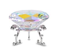 FBBULES 80mm Diamant Cristal Transparent avec Support en Verre, Diamants Décoratifs Presse-Papier, Diamant Décoration en Cristal pour Maison Mariage Fête Noël Anniversaire