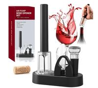 FBBULES Set de Tire Bouchon Pompe à Air, Inclut Ouvre Bouteille, Coupe-Capsule, Bouchon Bouteille, Verseur & Base, Vin Accessoire Professionnel, Cadeau pour les Amateurs de Vin Noël
