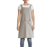 FBBULES Tablier de Coton Lin avec Poche, Tablier de Cuisine, Chef Style Japonais Halter Cross Bandage Apron, Restaurant Café Barbecue Poterie Vêtement de Travail pour Serveuse Femme Homme, Kaki