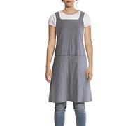 FBBULES Tablier de Coton Lin avec Poche, Tablier de Cuisine, Chef Style Japonais Halter Cross Bandage Apron, Restaurant Café Barbecue Poterie Vêtement de Travail pour Serveuse Femme Homme, Gris