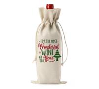 FBCCZEY Sac cadeau de Noël pour bouteille de vin avec cordon de serrage - Décorations de fête de Noël pour le Nouvel An, les fêtes de mariage, c'est le plus merveilleux de l'année