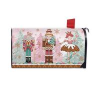 FBCOO Housse magnétique pour boîte aux lettres de Noël rose - Taille standard - 52,1 x 45,7 cm - Joli sapin de Noël gaufré - Décoration de boîte aux lettres - Décoration de vacances d'hiver, jardin