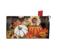 FBCOO Housse magnétique pour boîte aux lettres en forme de citrouille d'automne - Taille standard - 52,1 x 45,7 cm - Pour l'automne, Thanksgiving, tournesol - Décoration de ferme, feuilles d'érable