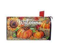 FBCOO Housse magnétique pour boîte aux lettres en forme de citrouille de bienvenue - Taille standard - 52,1 x 45,7 cm - Pour l'automne, Thanksgiving, tournesol - Décoration de ferme, feuilles d'érable