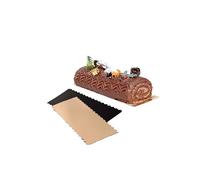 FBE EMBALLAGES Semelle à bûche festonnée or et noir (Semelle 25x10cm vendue par 50)