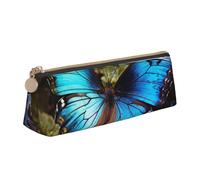 FBGHHTY Belle trousse à crayons bleue avec motif papillon pour étudiant, grande capacité, pochette triangulaire, pour tous les jours, l'école, l'université